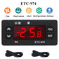 Front panel digital temperature controller with red LED numbers, icons, and keypad buttons