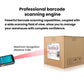 Handheld barcode terminal shown with barcode scanning engine illustration