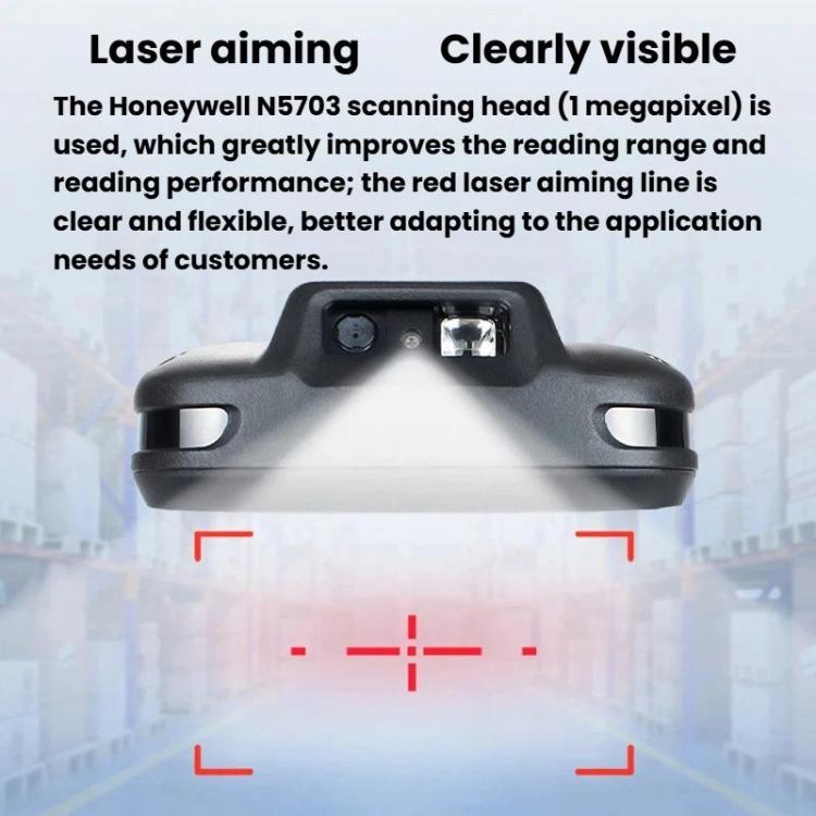 Handheld scanner terminal with top scan window and red laser aiming lines