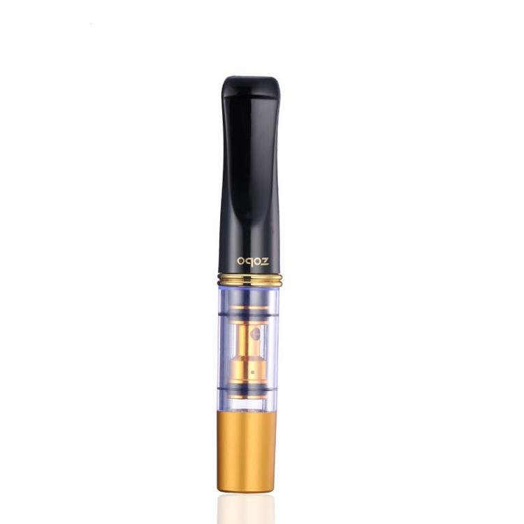 Cigarette filter holder with transparent sleeve and gold base, black top