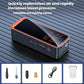 Portable wireless air pump with digital pressure display, control buttons, and orange trim