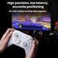 White mechanical game controller held in hands with ABXY buttons and analog sticks
