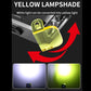 EDC flashlight with yellow lampshade; white light converts to a yellow glow.