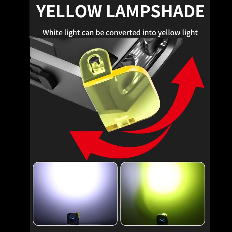 EDC flashlight with yellow lampshade; white light converts to a yellow glow.