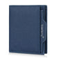 Men's compact wallet, blue textured leather-look, foldover with card slots
