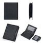 Men's compact wallet, black, open view showing card sleeves and bill pocket