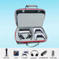 PS5 Slim console carrying case, gray, open with padded inserts and headset storage section