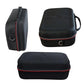 Hard shell carrying case set, black base and lid with red-trim zipper and strap