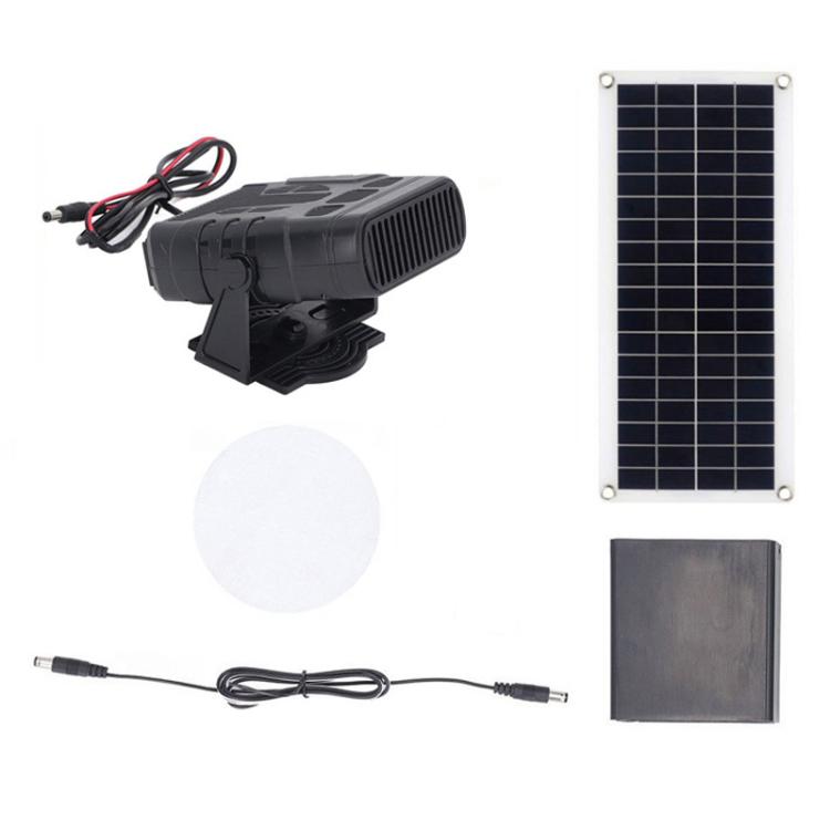 Portable black car heater kit with foldable solar panel and connector cable set