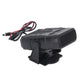 Black portable car heater with side heat vents and mounting stand