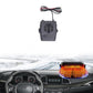Portable car heater mounted on dashboard with vent grille and control screen