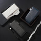 Set of men’s long zip wallets with wrist straps, including white and blue