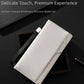 White men’s long zip wallet with textured finish and wrist strap