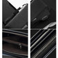 Black men’s long zip wallet with stitched panels and metal zipper