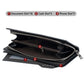 Black men’s long zip wallet interior with document, cash, and phone slots