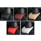 Leather seat neck pillow shown in black, coffee, beige, red, and white color options