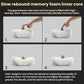 Leather seat neck pillow with slow-rebound memory foam core shown compressing