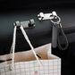 Car seat adhesive hook set with light silver hooks holding bags and keys