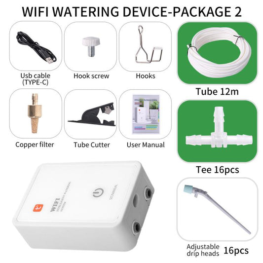 WiFi smart automatic drip irrigation controller kit with tubing and fittings