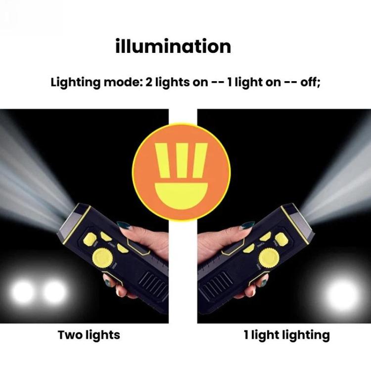 Emergency flashlight radio torch with dual illumination light beam indicators
