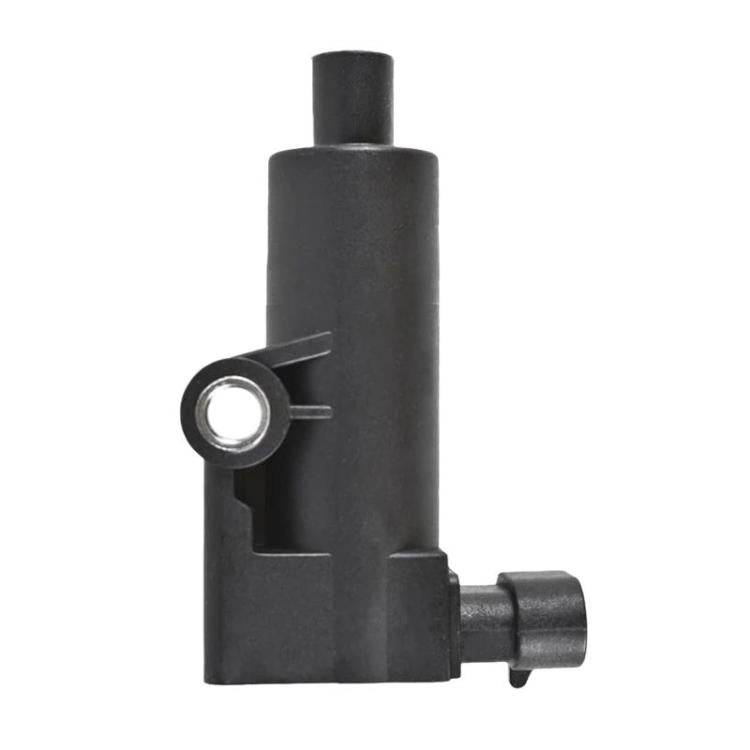 Black ignition coil module with circular mounting hole and short connector