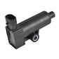Black motorcycle ignition coil with side bracket and rubber boot