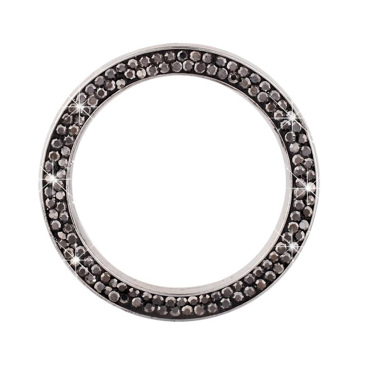Black rhinestone trim ring sticker with dark circular bezel