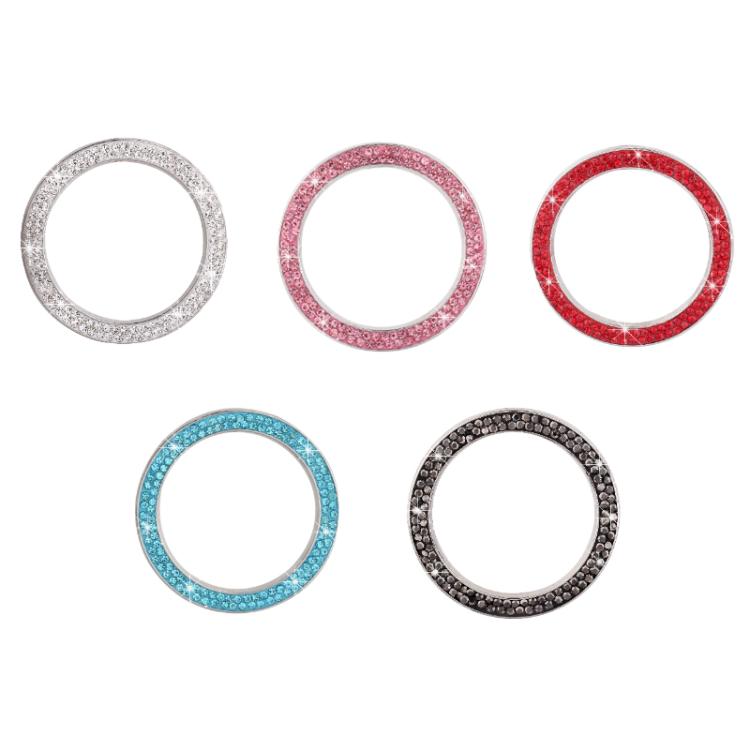 Car start button ring stickers set: silver, pink, red, blue, black