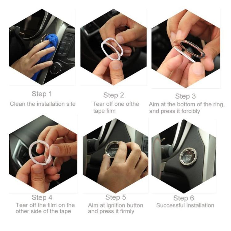 Adhesive ring sticker installation steps: peel tape backing and press firmly