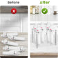 Acrylic spice storage rack with stainless posts, after setup with white bottles