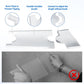Clear acrylic sofa leg protective pad set shown with installation and durability icons