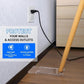 Clear acrylic sofa leg protective pads raised at floor for cable access