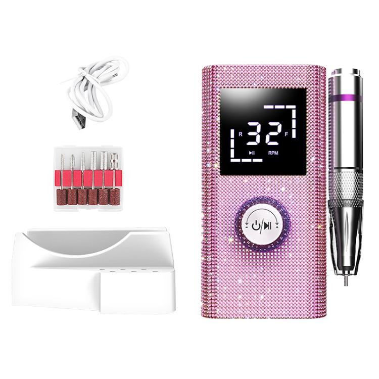 Portable nail polish remover rhinestone applicator device with digital display and handle