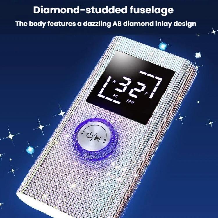 Rhinestone-covered nail applicator body with digital RPM screen and power knob
