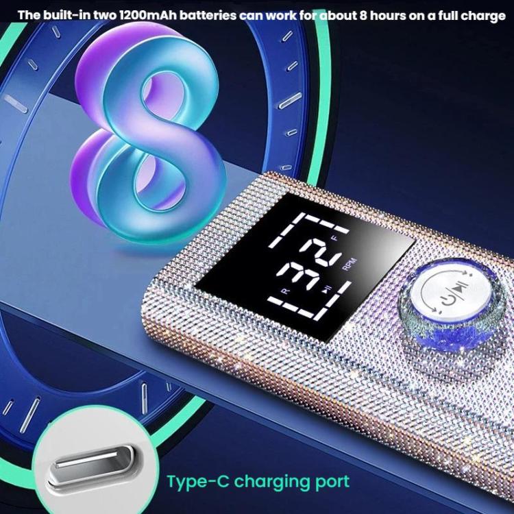 Rhinestone nail applicator with Type-C charging port and RPM display