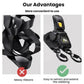 Black tie-down strap tensioner with retractable webbing coil and double hook ends