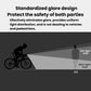 Bike headlight glare and light-coverage diagram with rider silhouettes and beam area