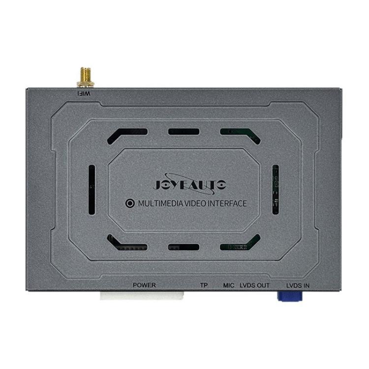 CarPlay multimedia video interface module with ports, dark gray housing, power and labels