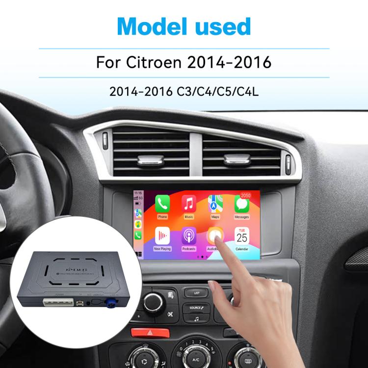 Car interior with touchscreen showing phone apps, center controls and air vent
