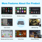 CarPlay decoder feature tiles: wireless Android Auto, wireless CarPlay, and screen mirroring