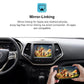 Mirror-link wireless display on car infotainment screen with phone showing content