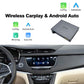 In-car center dashboard display with a wireless CarPlay/Android Auto decoder module