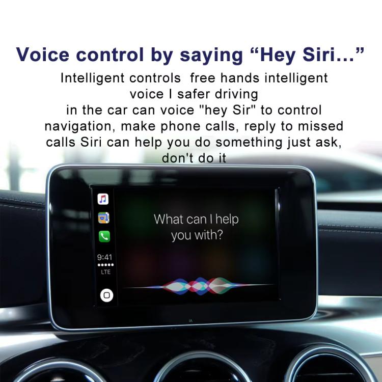 In-car screen displaying a voice control prompt with a connected car interface