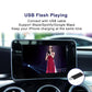 In-car display playing video with a USB flash drive connection shown