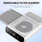 Nail dust collector with perforated intake grille and removable filter element