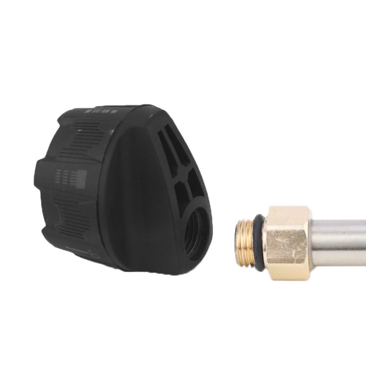Black nozzle adapter with brass threaded inlet fitting for water connection