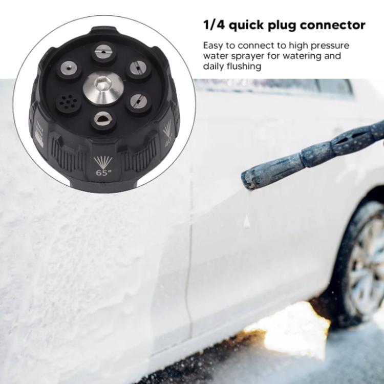 1/4 quick-plug connector and portable nozzle with visible water spray stream