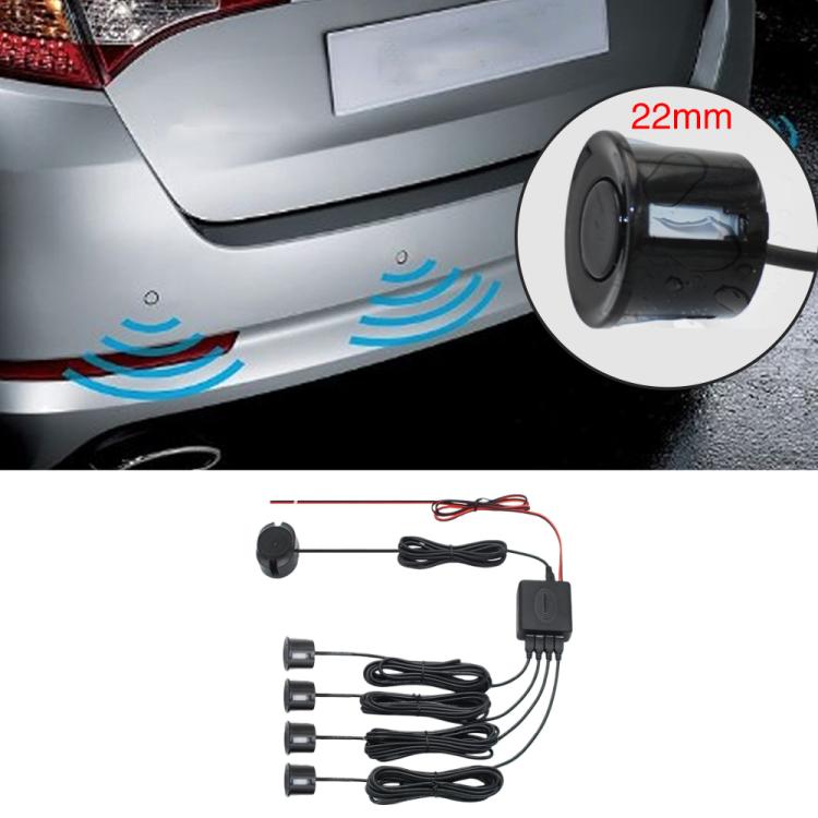 Car reversing radar sensor installed on bumper with sound indicator waves