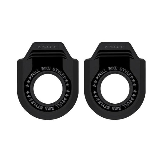 Set of black bike crank protector sleeves, round opening, ridged cap shape, 2-pack