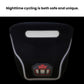 Black neck protector with reflective white piping and front protection patch
